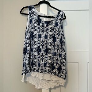 Asymmetrical Black and White Sleeveless Tank Top